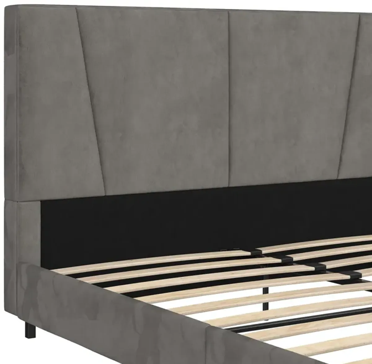 Maverick Velvet Upholstered Platform Bed with Tufted Headboard