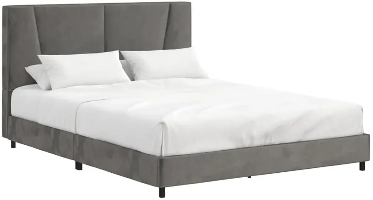 Maverick Velvet Upholstered Platform Bed with Tufted Headboard