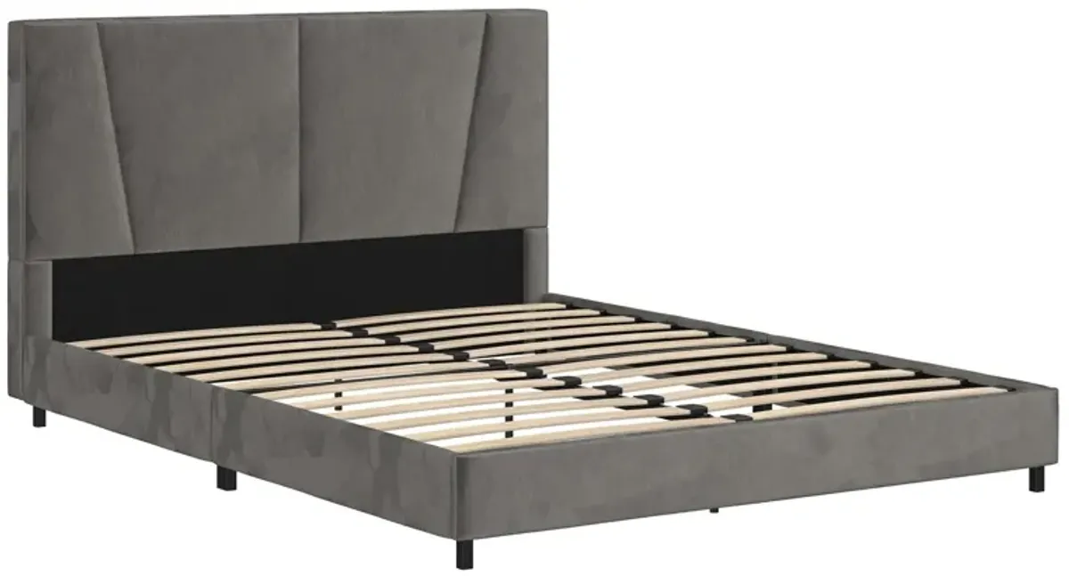 Maverick Velvet Upholstered Platform Bed with Tufted Headboard