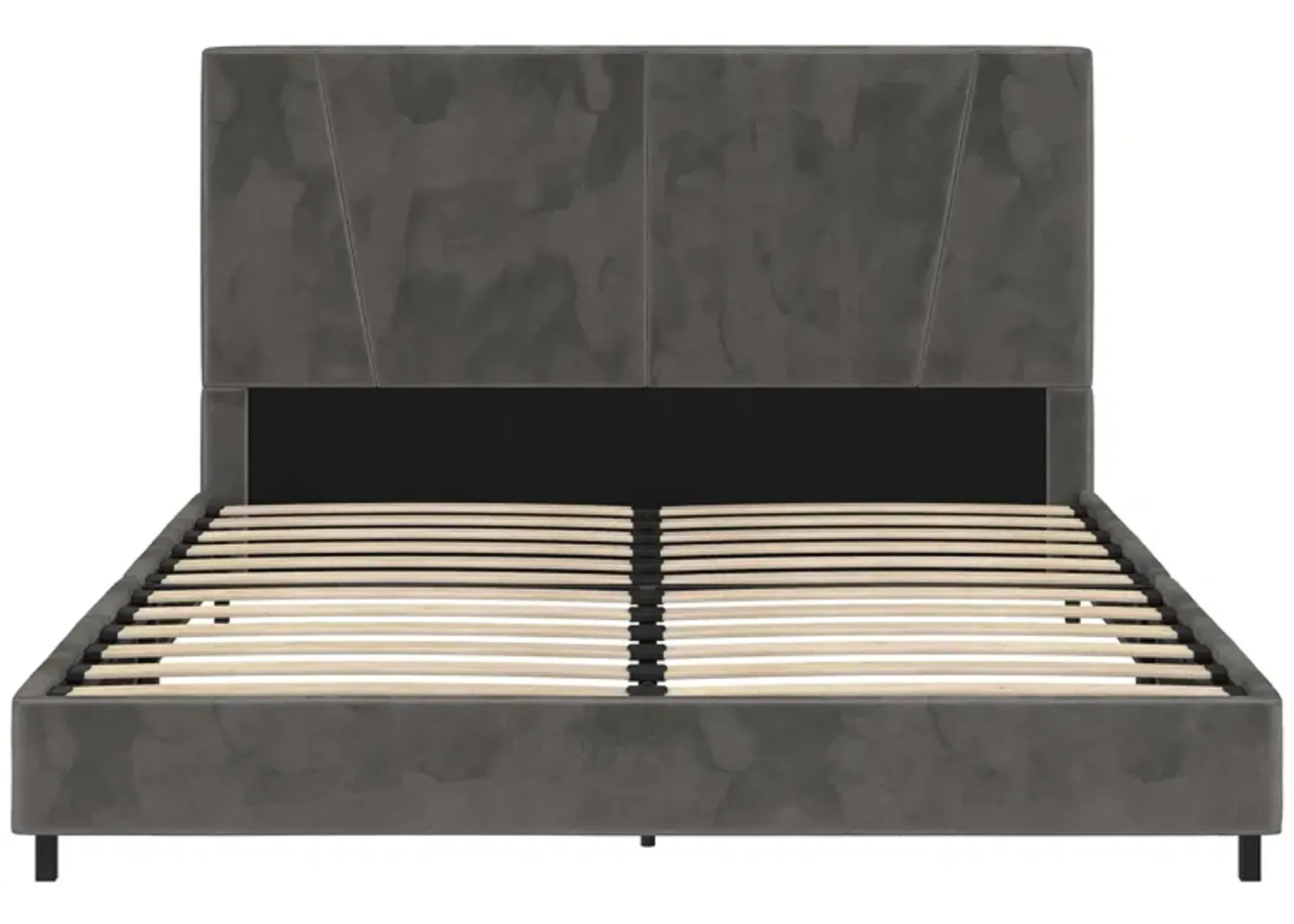 Maverick Velvet Upholstered Platform Bed with Tufted Headboard