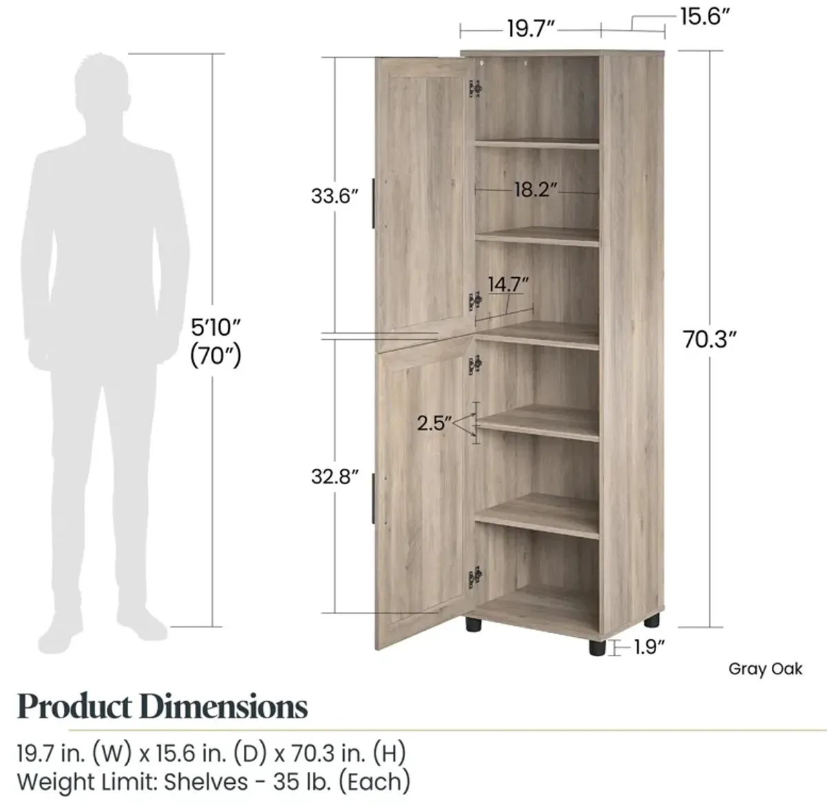 Tindall Modern Farmhouse 2 Door Kitchen Pantry Cabinet