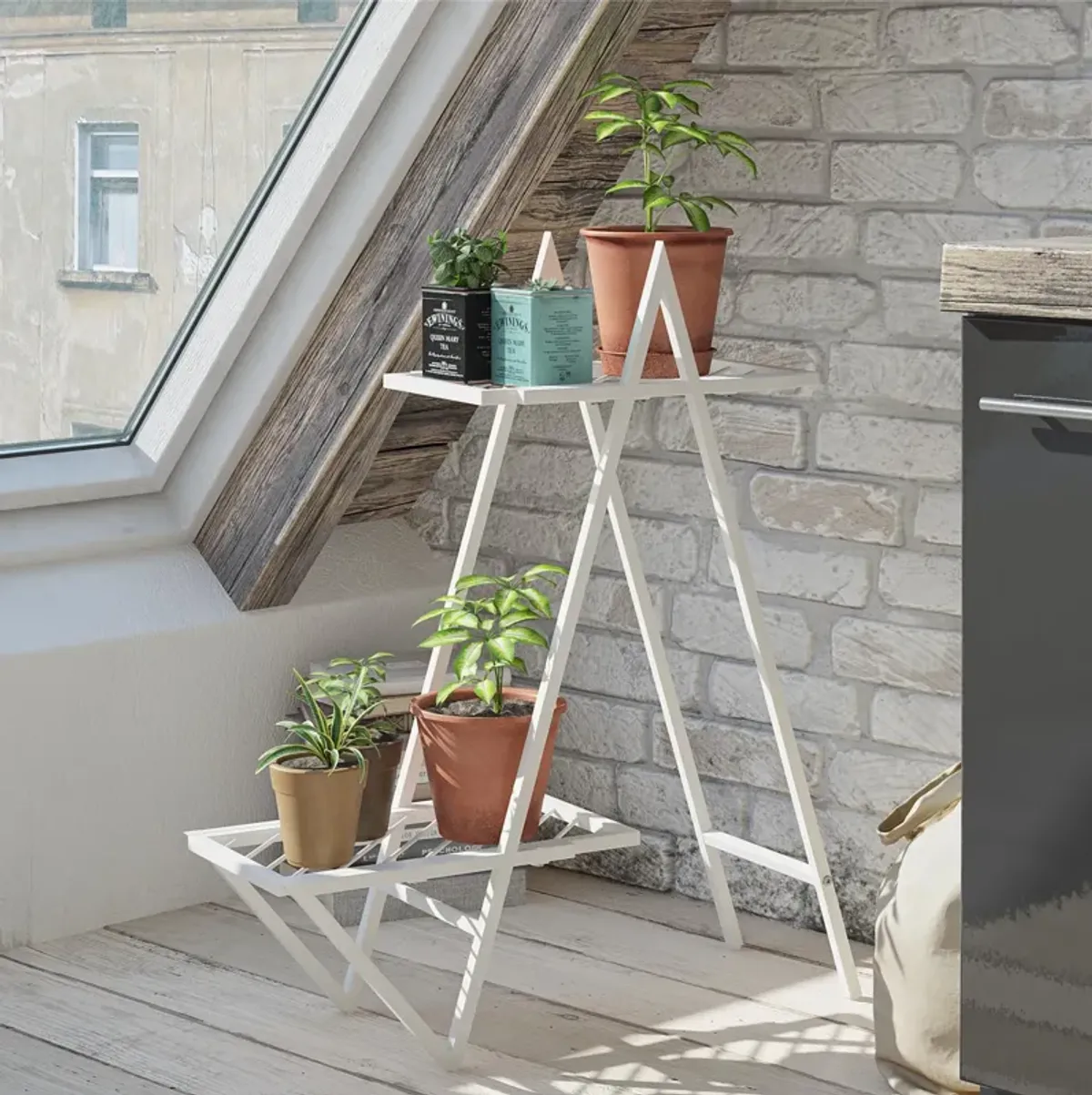 Botanika Plant Stand with 2 Metal Shelves for Potted Flowers