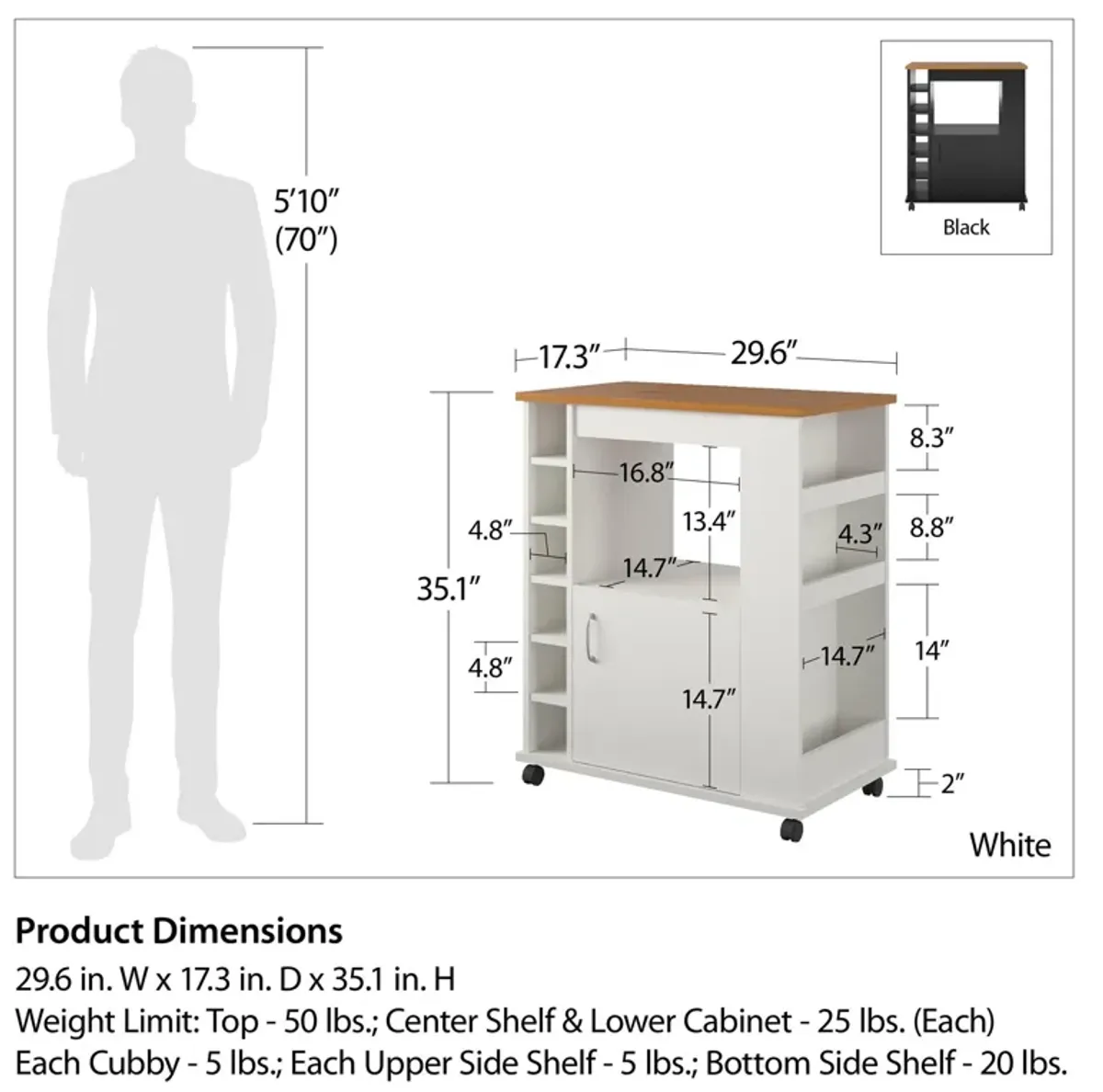 Williams Mobile Kitchen Cart with Wine Bottle Storage