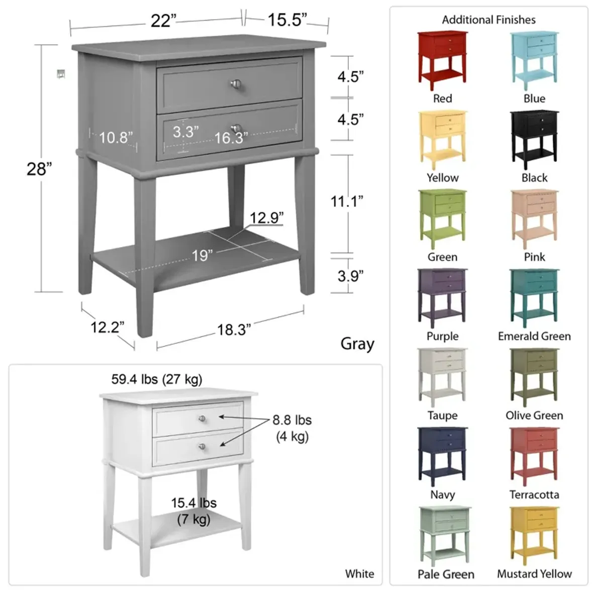 Franklin Accent Table with 2 Drawers