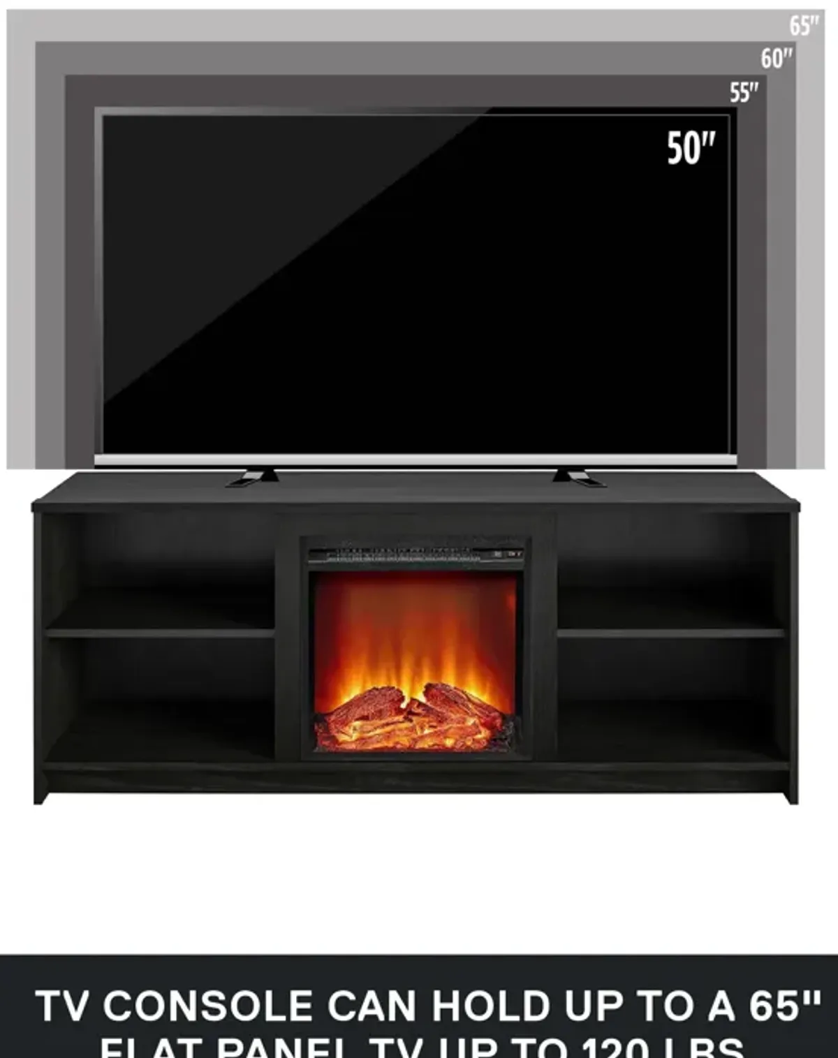 Cabrillo Fireplace TV Stand for TVs up to 65" and up to 120 lbs