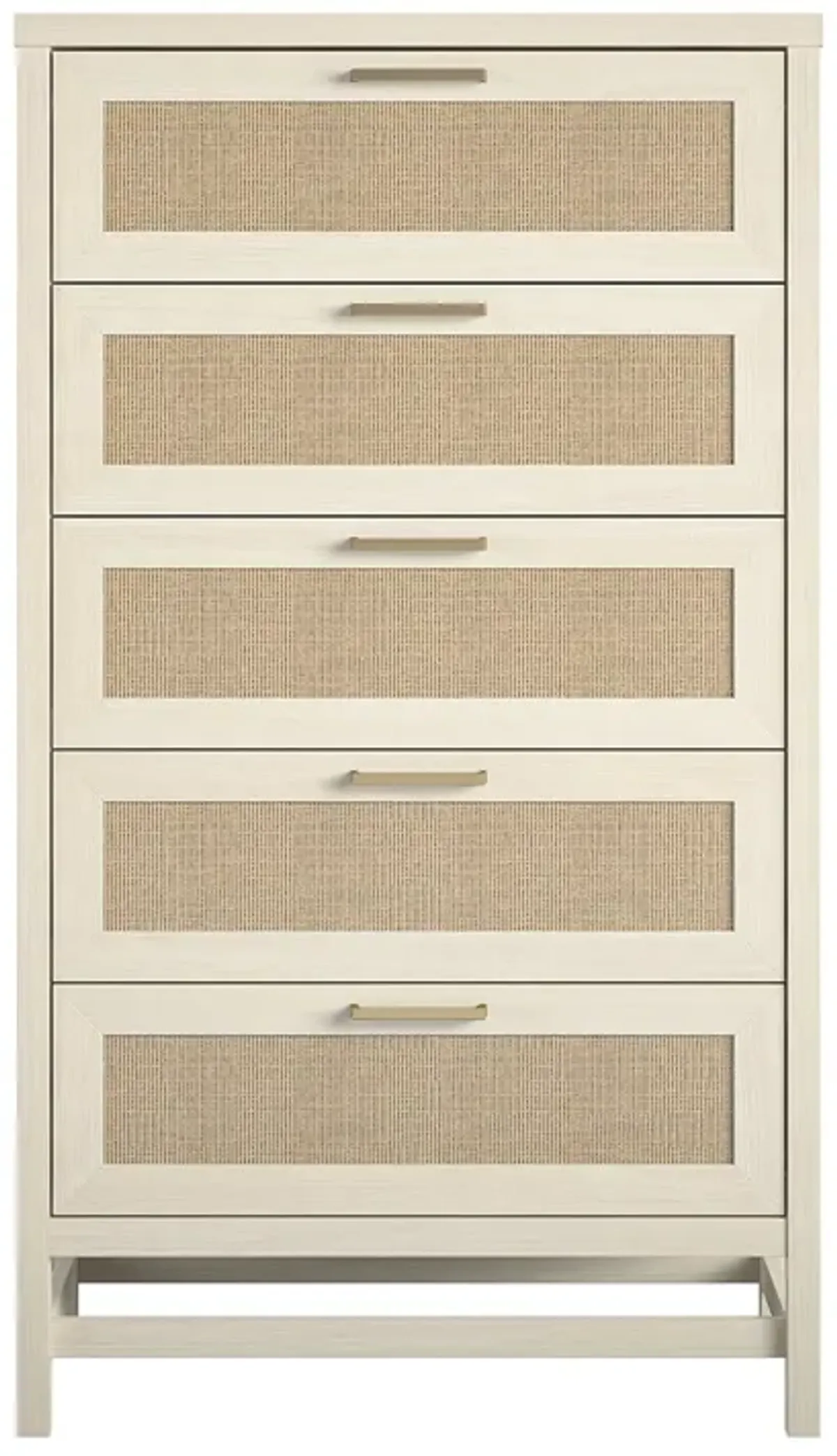 Lennon 5 Drawer Dresser with Faux Rattan and Gold Metal Handles