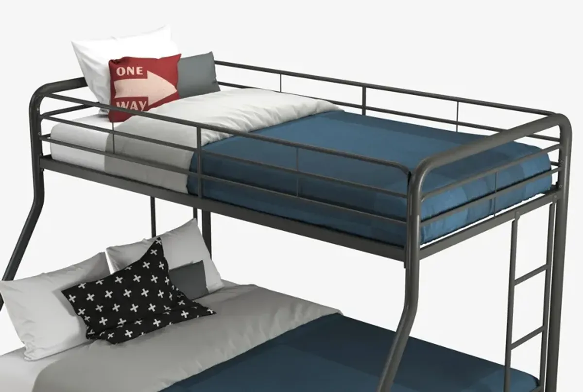 Dusty Twin over Full Metal Bunk Bed with Integrated Ladder