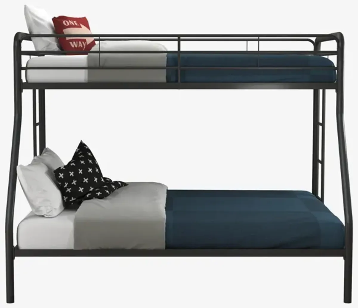 Dusty Twin over Full Metal Bunk Bed with Integrated Ladder