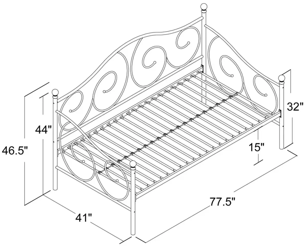 Victoria Metal Daybed with 15 Inch Clearance for Storage