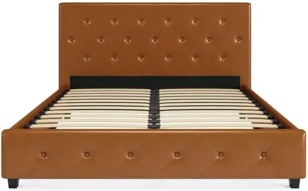 Dakota Upholstered Platform Bed With Diamond Button Tufted Heaboard