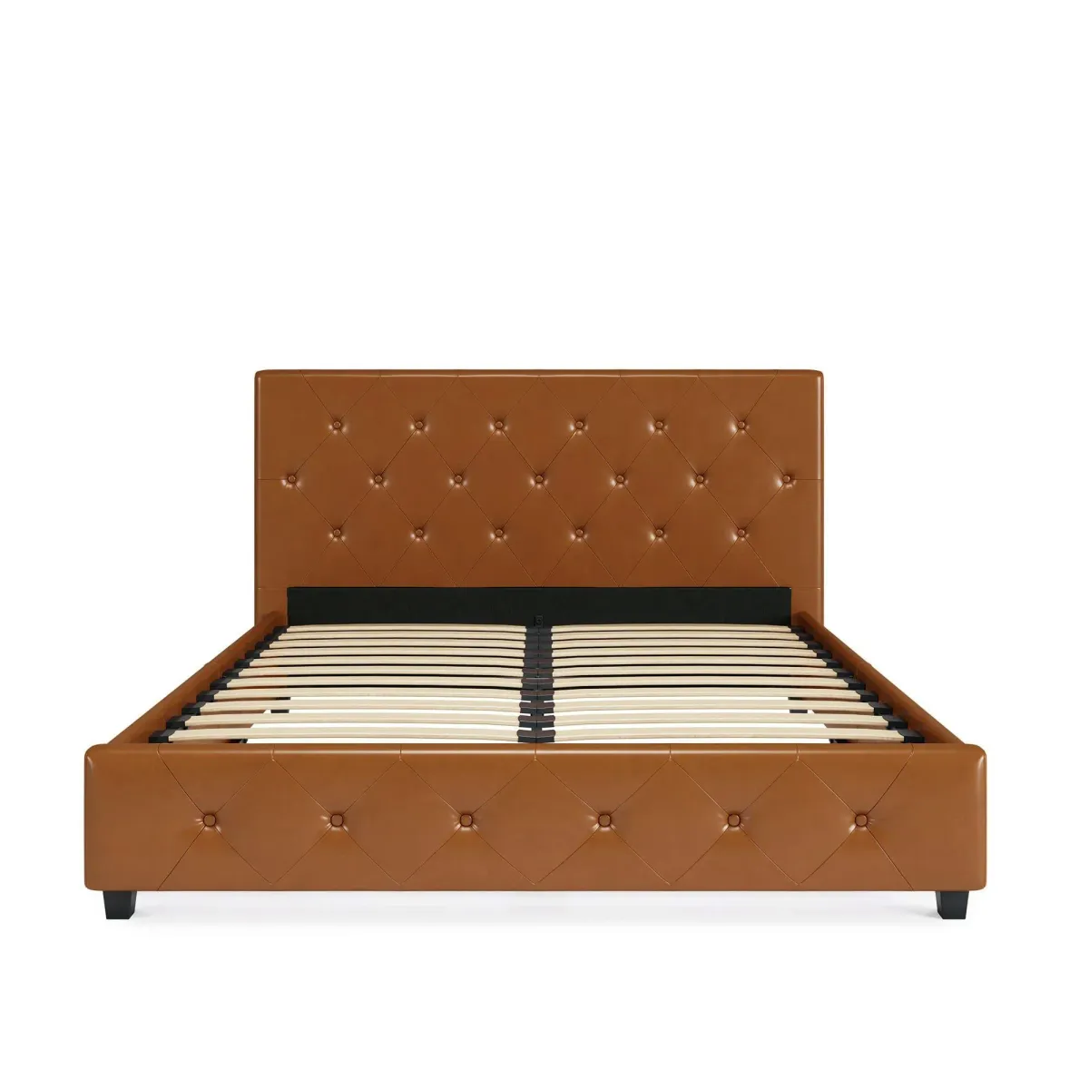 Dakota Upholstered Platform Bed With Diamond Button Tufted Heaboard