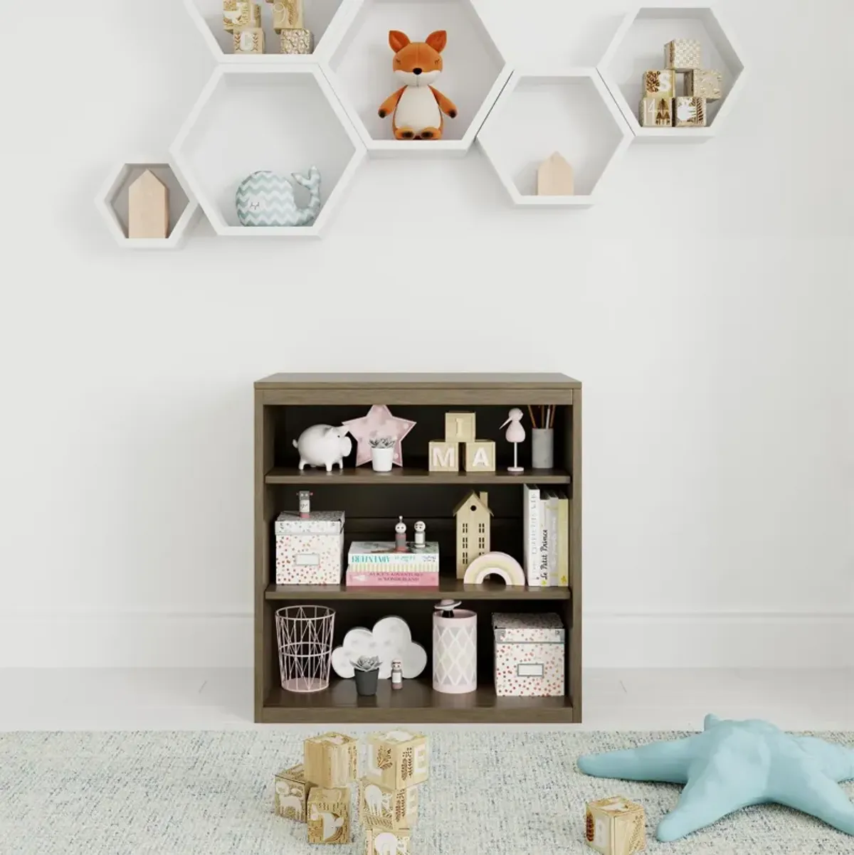 Marlowe Open Shelf Storage Unit with 3 Fixed Shelves