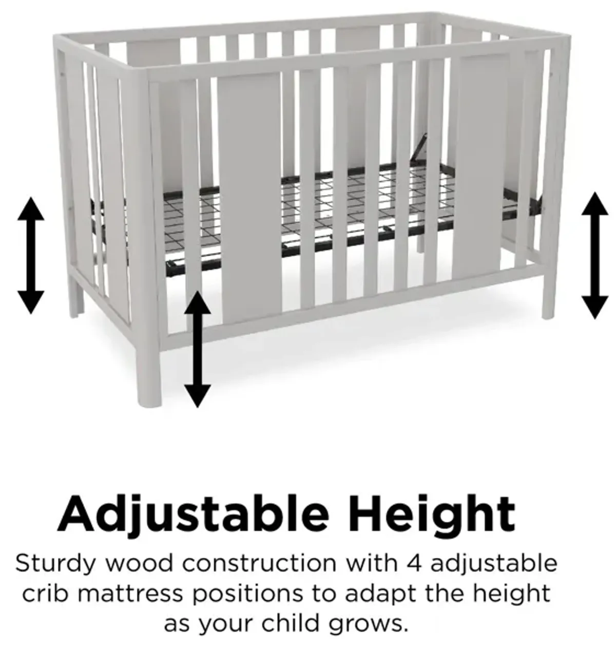 Crawford Curved Post 3 in 1 Crib with Adjustable Heights