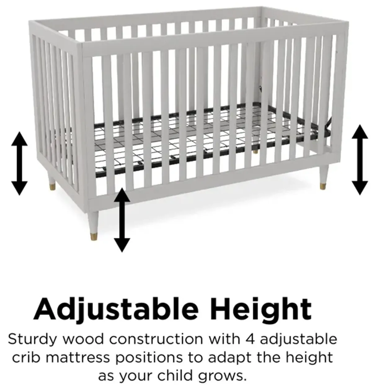 Rowan Valley Flint 3 in 1 Crib with Adjustable Heights