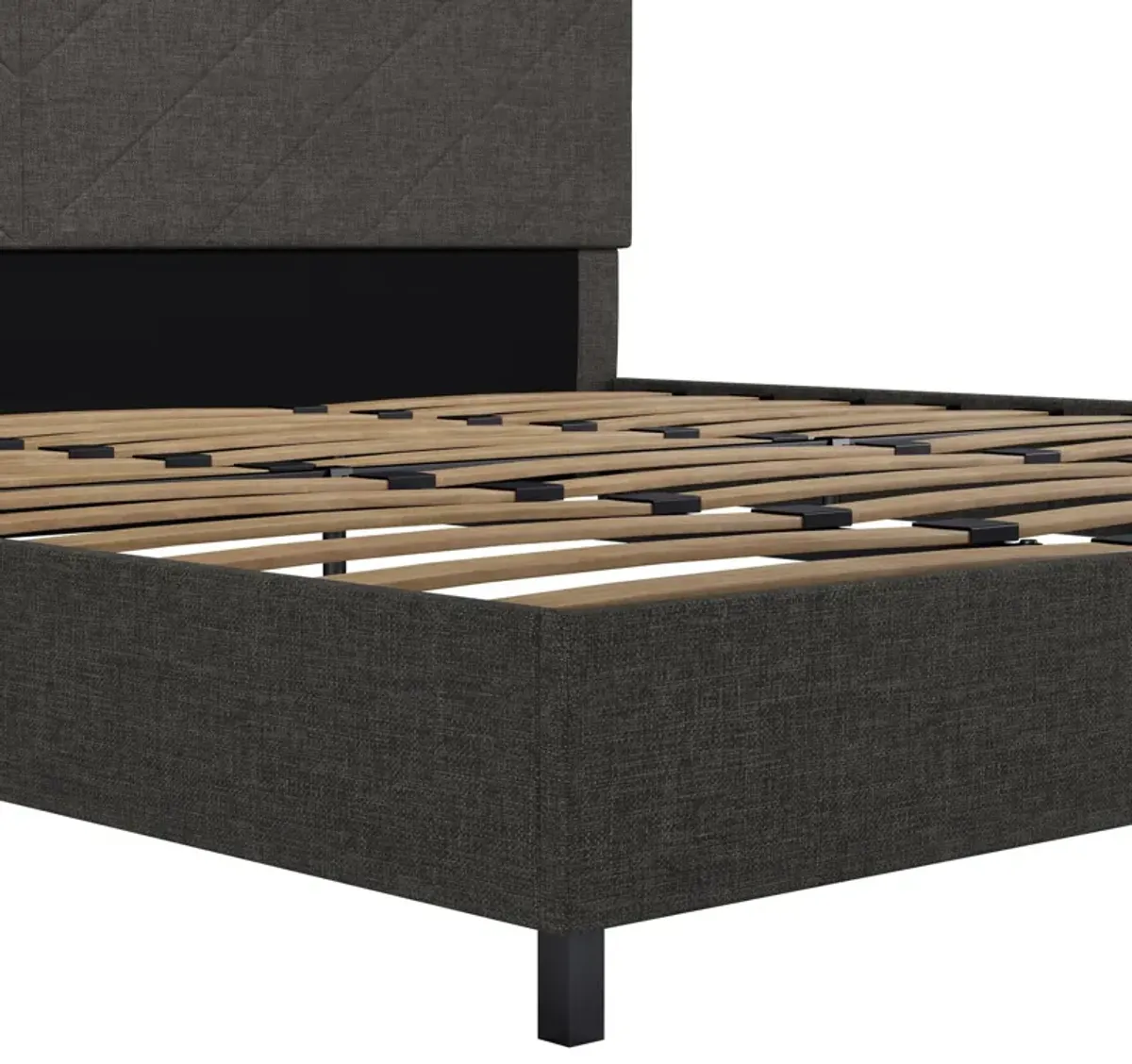 Paxson Upholstered Bed with USB Port and Wood Slats