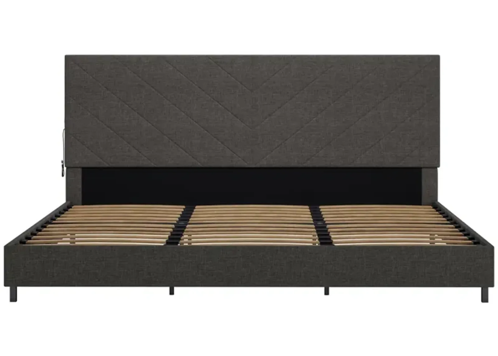 Paxson Upholstered Bed with USB Port and Wood Slats