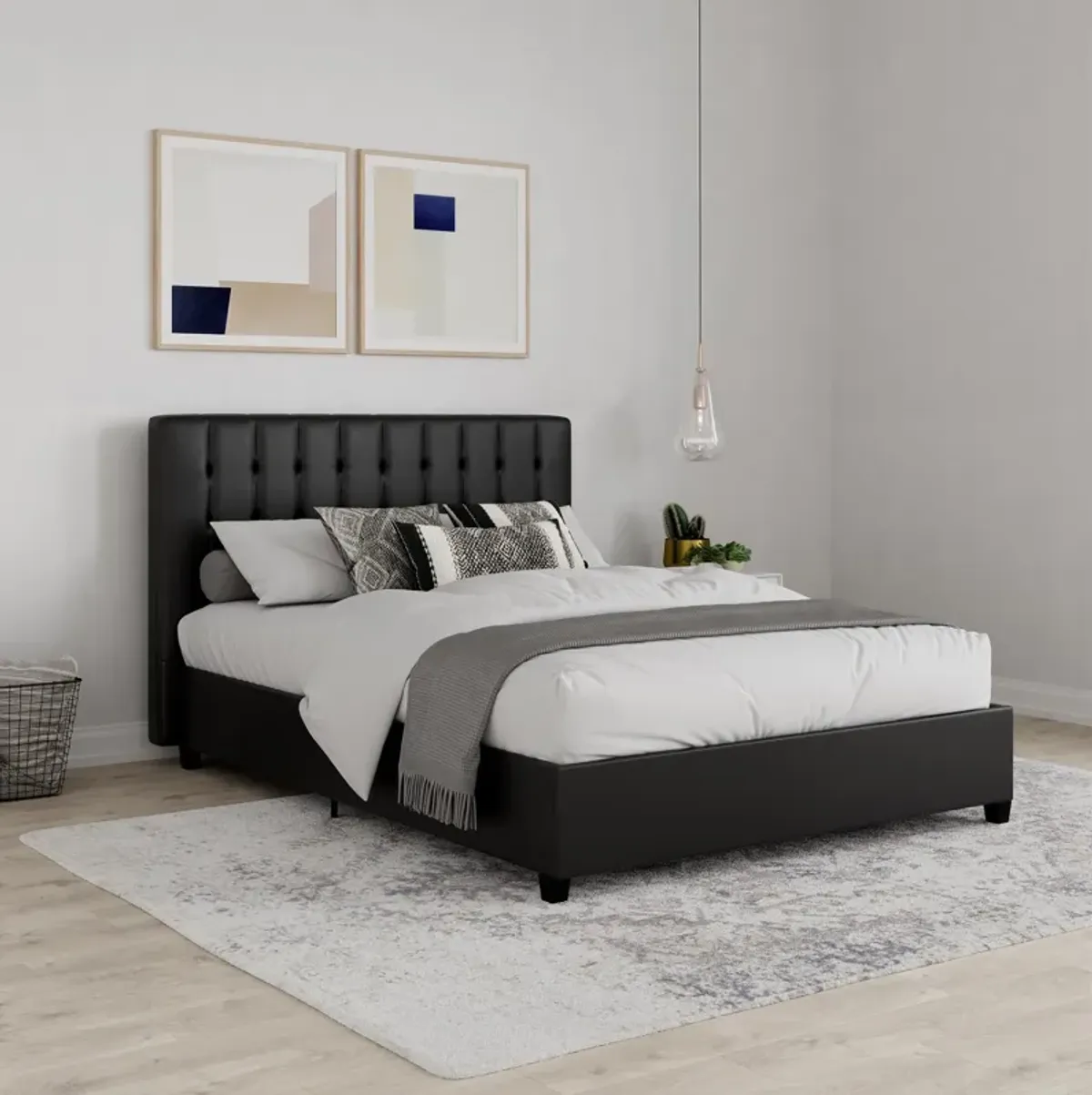 Emily Tufted Upholstered Bed with Wooden slats and Frame