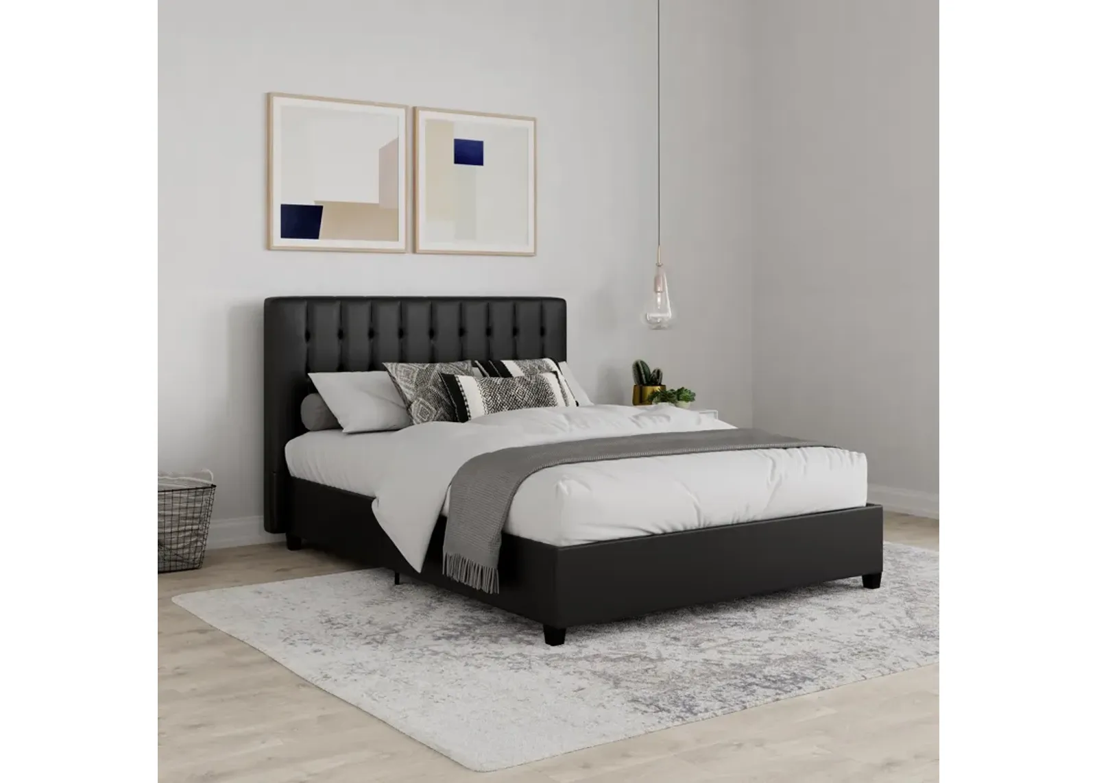 Emily Tufted Upholstered Bed with Wooden slats and Frame