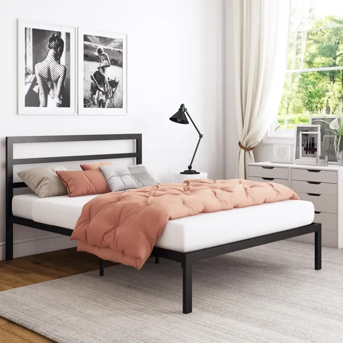 Premium Modern Platform Bed with Headboard