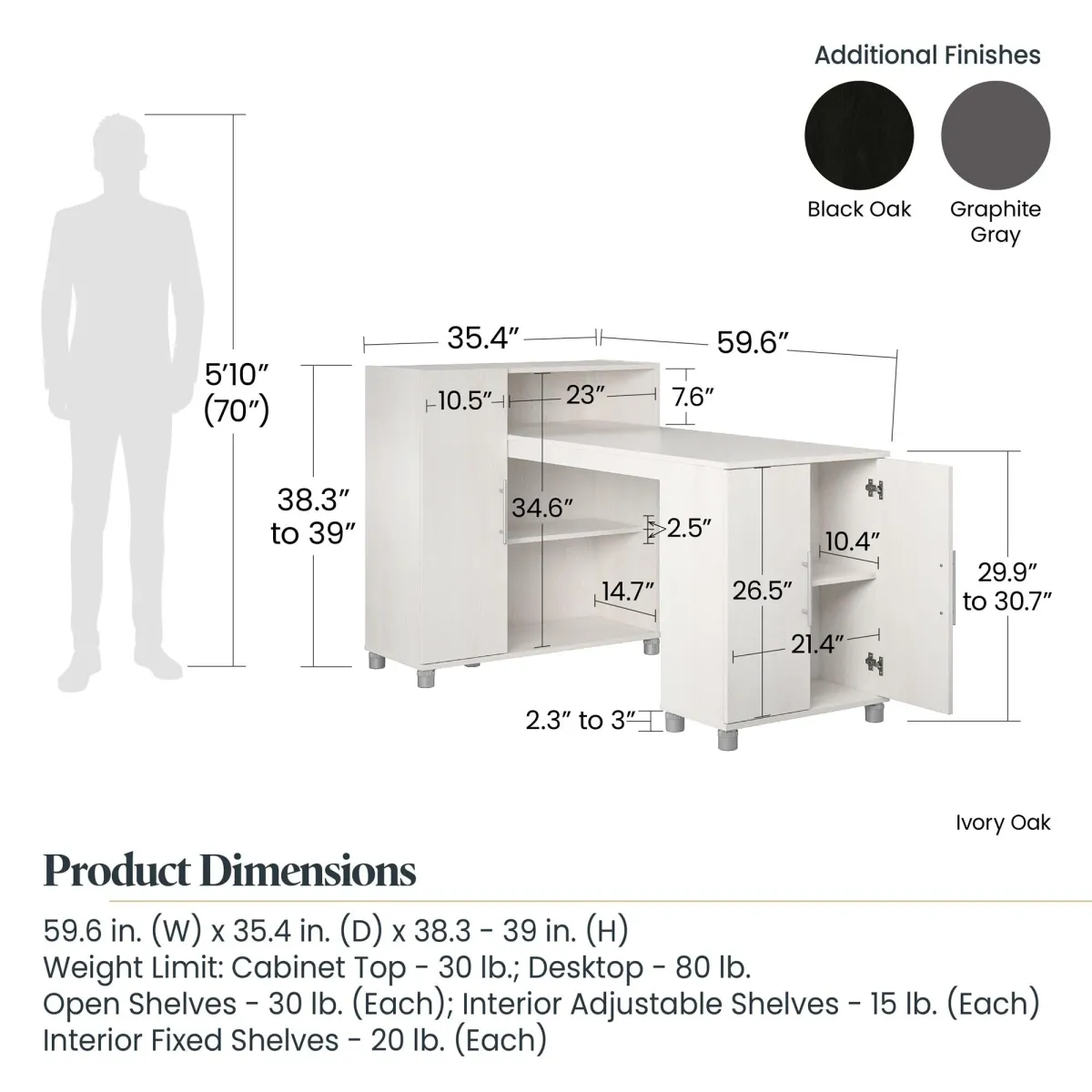 Camberly Hobby and Craft Desk with Storage Cabinet