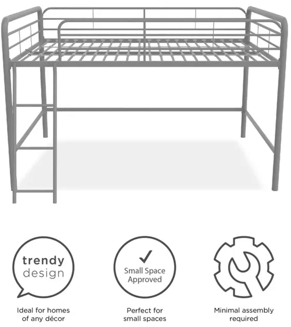 Jett Junior Full Metal Loft Bed with 3 Step Ladder