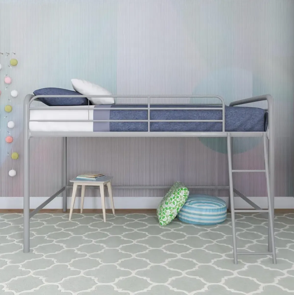 Jett Junior Full Metal Loft Bed with 3 Step Ladder