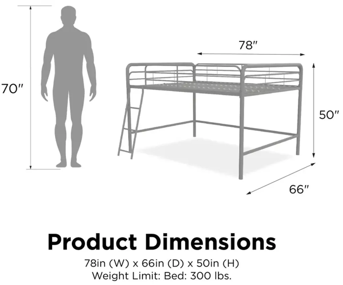 Jett Junior Full Metal Loft Bed with 3 Step Ladder