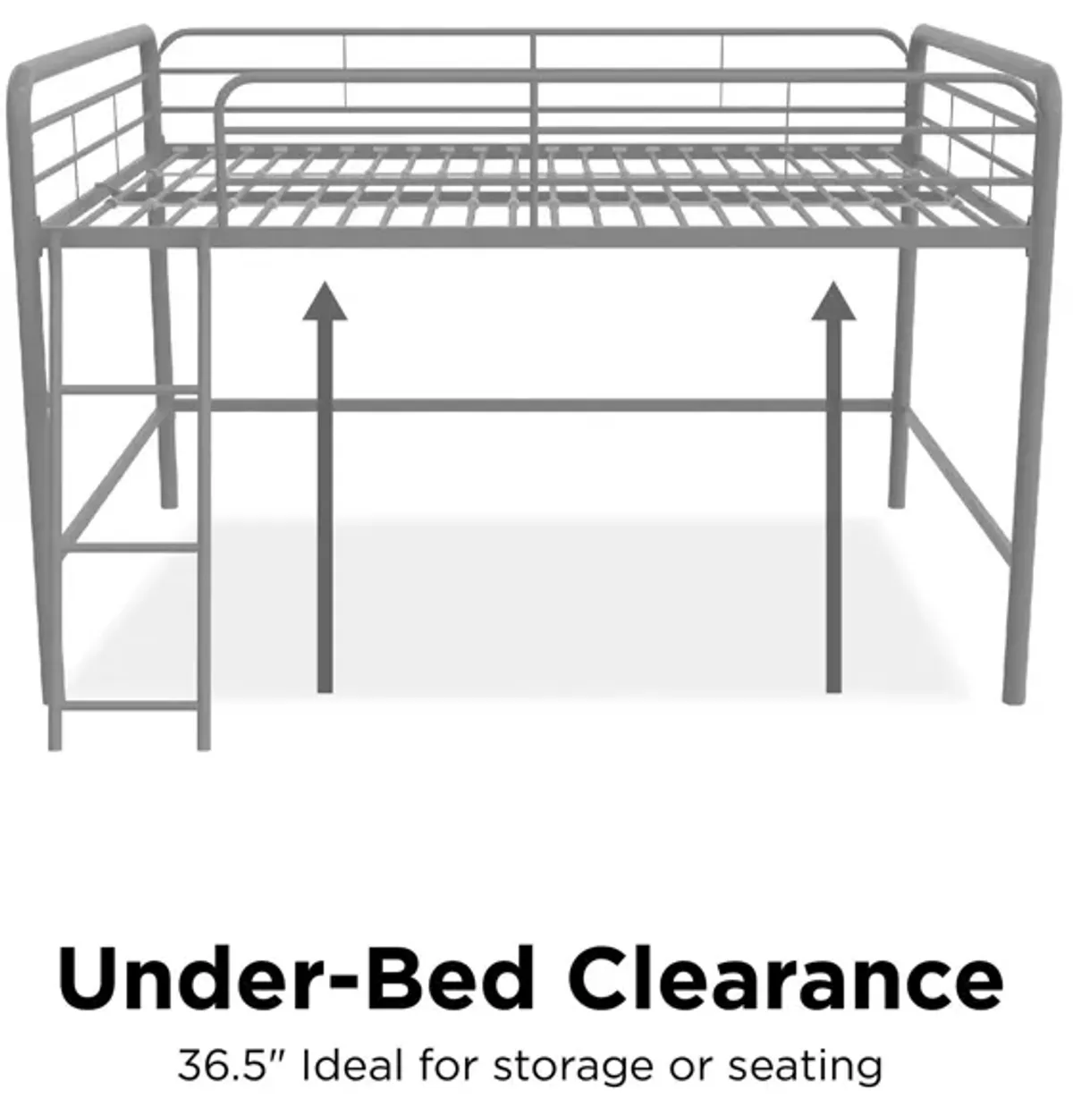 Jett Junior Full Metal Loft Bed with 3 Step Ladder