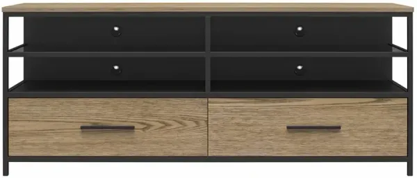 Structure Mixed Media TV Stand with 4 Shelves and 2 Drawers for TVs up to 60 Inches