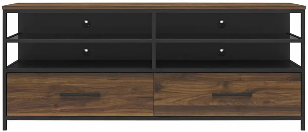 Structure Mixed Media TV Stand with 4 Shelves and 2 Drawers for TVs up to 60 Inches