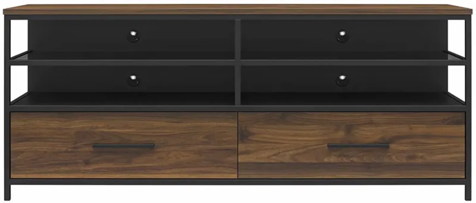 Structure Mixed Media TV Stand with 4 Shelves and 2 Drawers for TVs up to 60 Inches