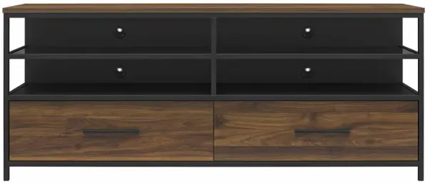 Structure Mixed Media TV Stand with 4 Shelves and 2 Drawers for TVs up to 60 Inches