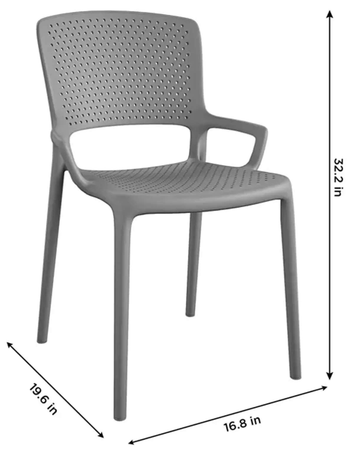 Outdoor/Indoor Stacking Resin Chair with Square Back and Arms, Set of 2