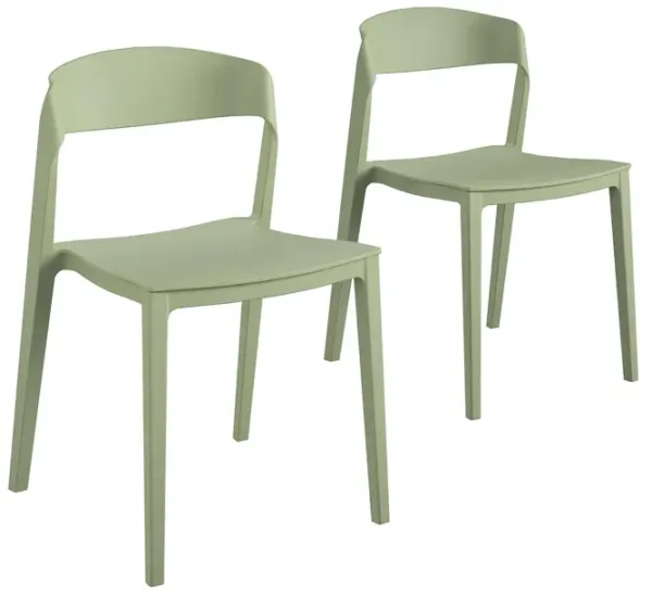 Outdoor/Indoor Stacking Resin Chair with Ribbon Back, Set of 2