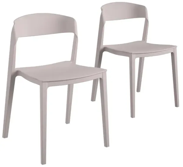 Outdoor/Indoor Stacking Resin Chair with Ribbon Back, Set of 2