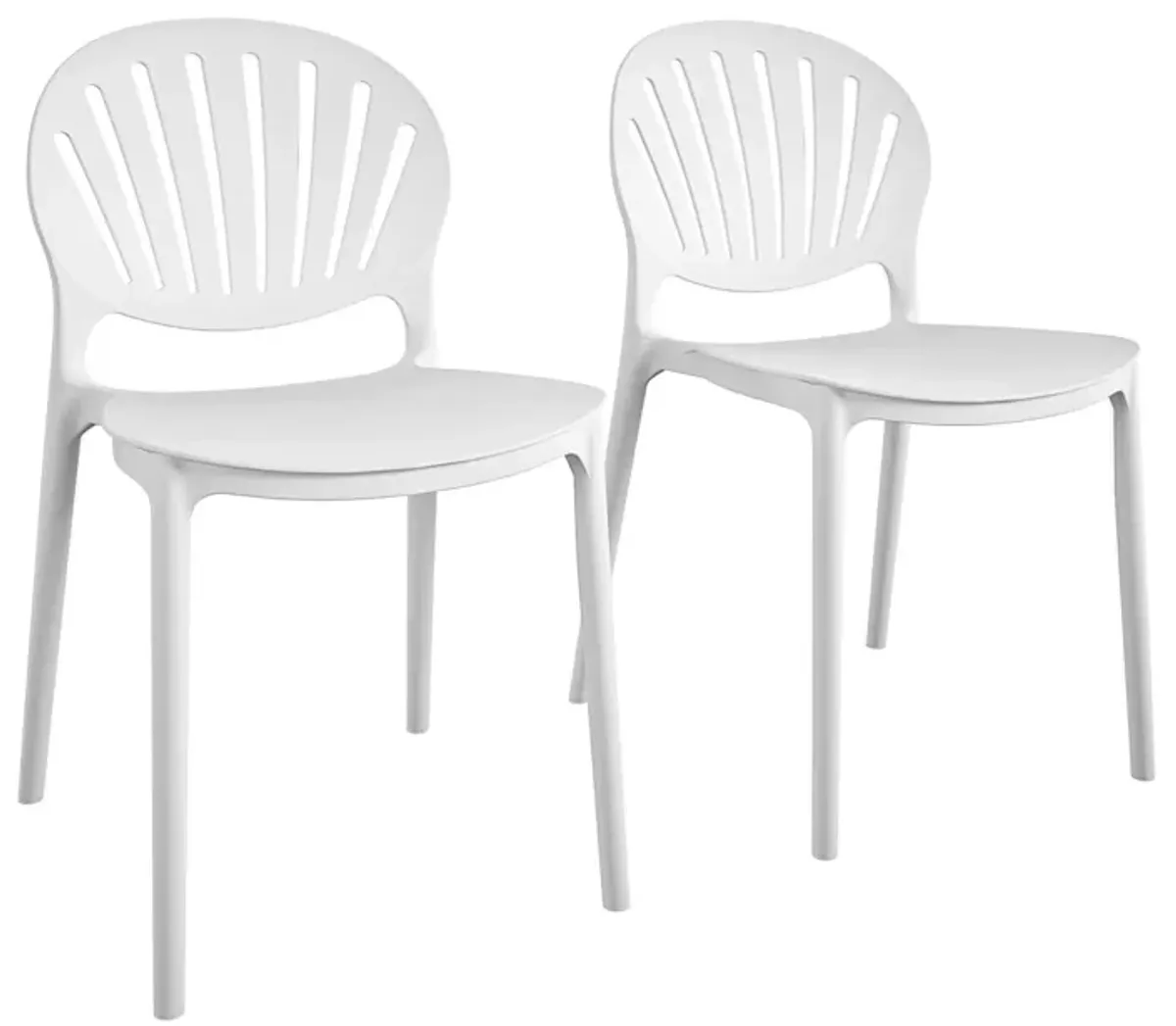 Outdoor/Indoor Stacking Resin Chair with Shell Back, Set of 2