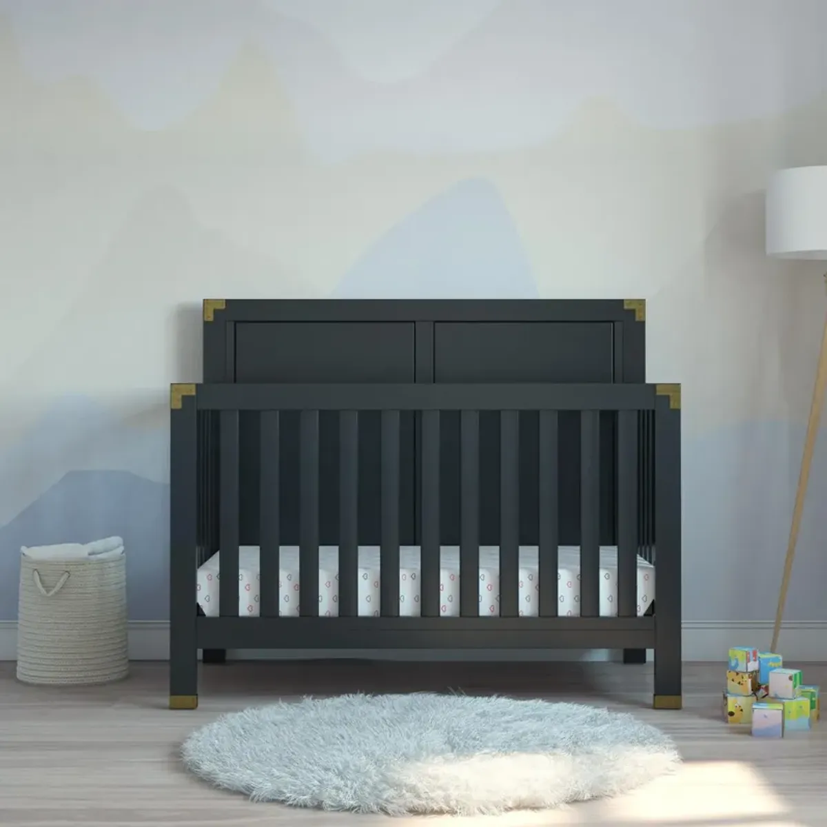 Miles 5 in 1 Convertible Crib with Brass Finished Accents