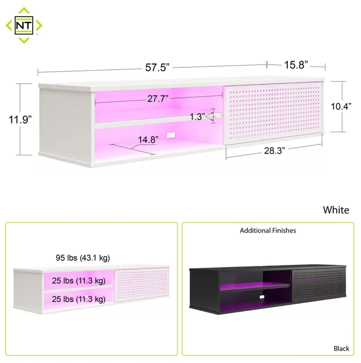 Glitch Floating TV Stand for TVs up to 60 Inches