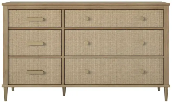 Shiloh Wide Faux Rattan Convertible 6 Drawer Dresser