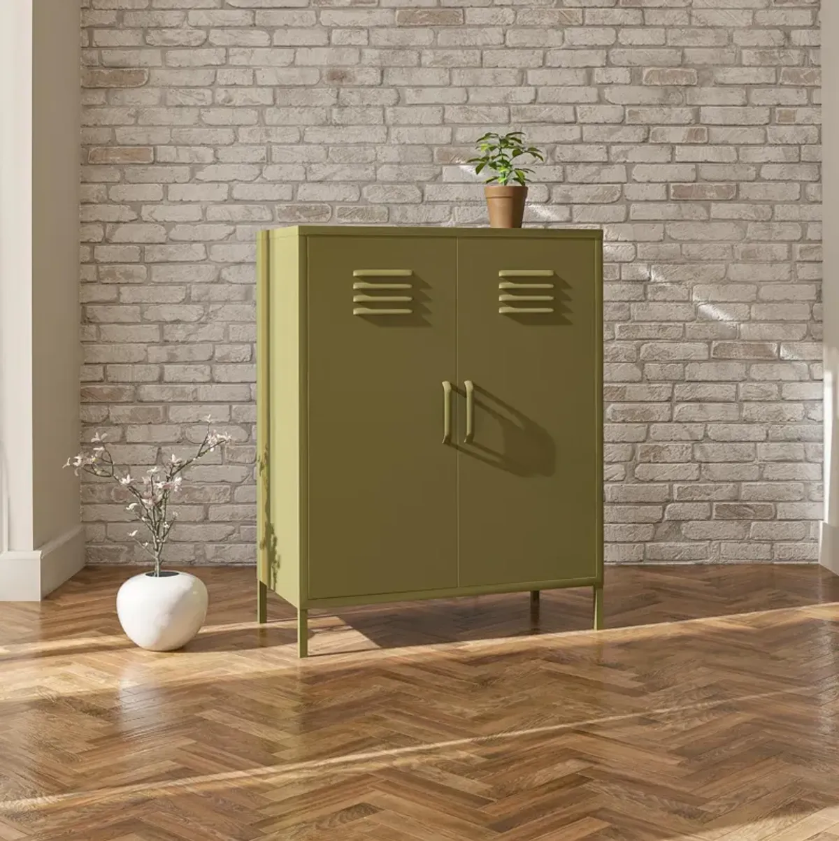 Shadwick 2 Door Metal Locker Style Accent Storage Cabinet