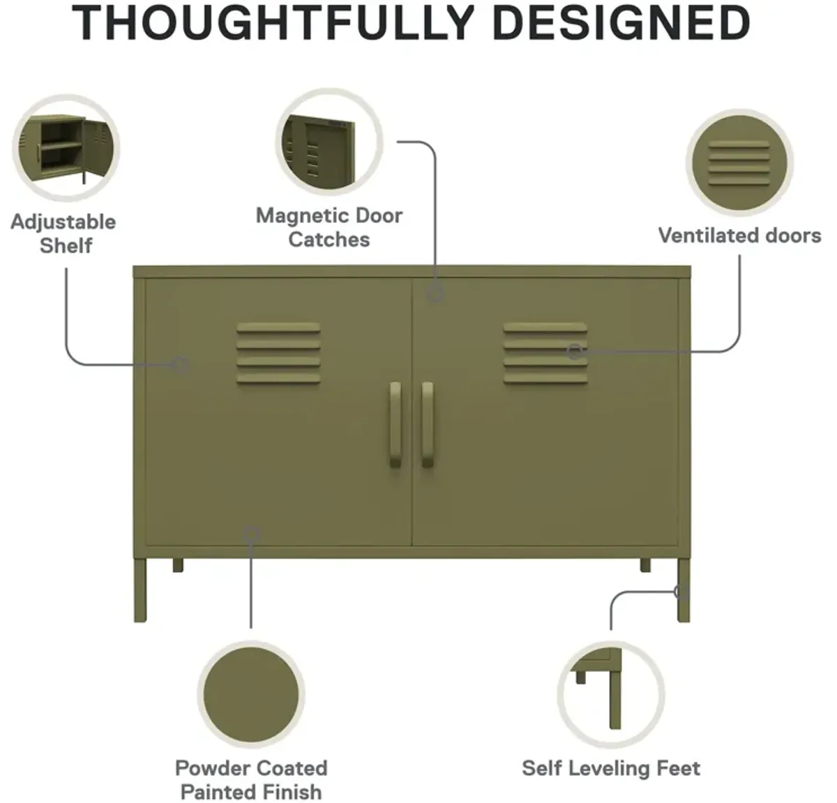 Shadwick 2 Door Wide Metal Locker Accent Storage Cabinet