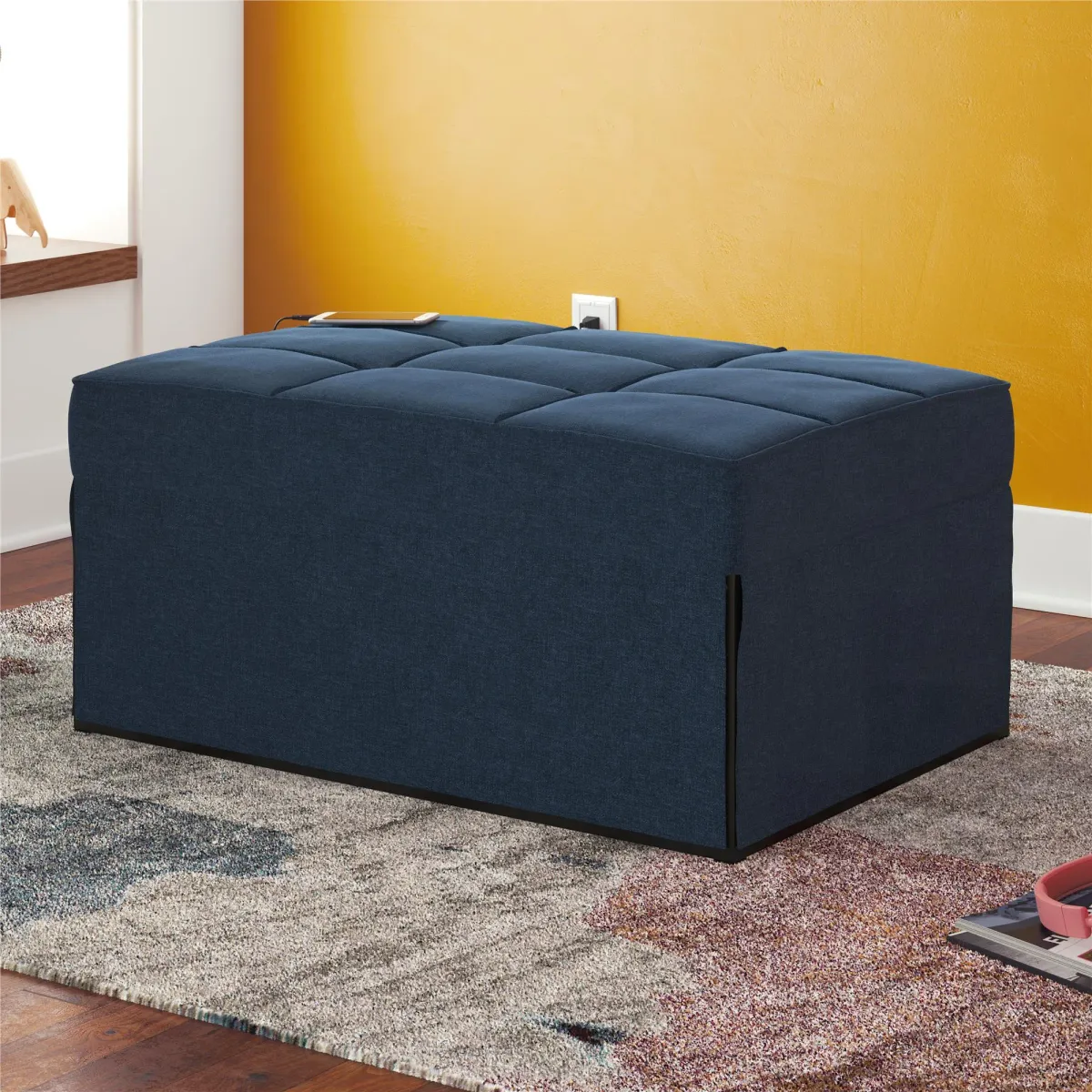 Convertible Lounger Ottoman Linen Sofa Chair with 4-in-1 Design