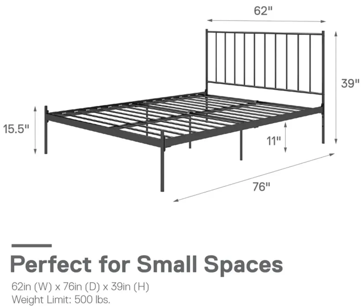 Ares Metal Bed with Adjustable Height Frame for Additional Under Bed Storage