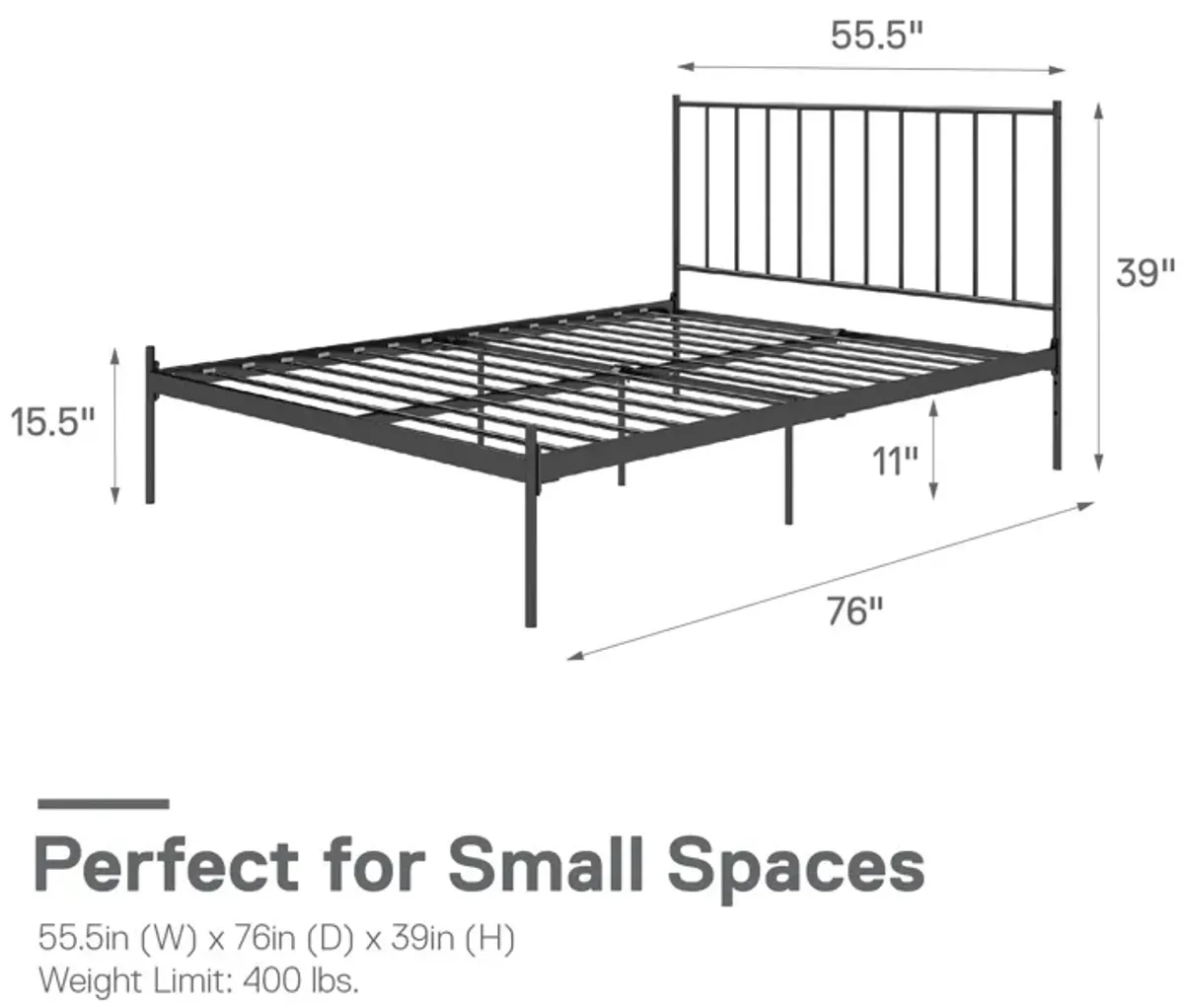 Ares Metal Bed with Adjustable Height Frame for Additional Under Bed Storage