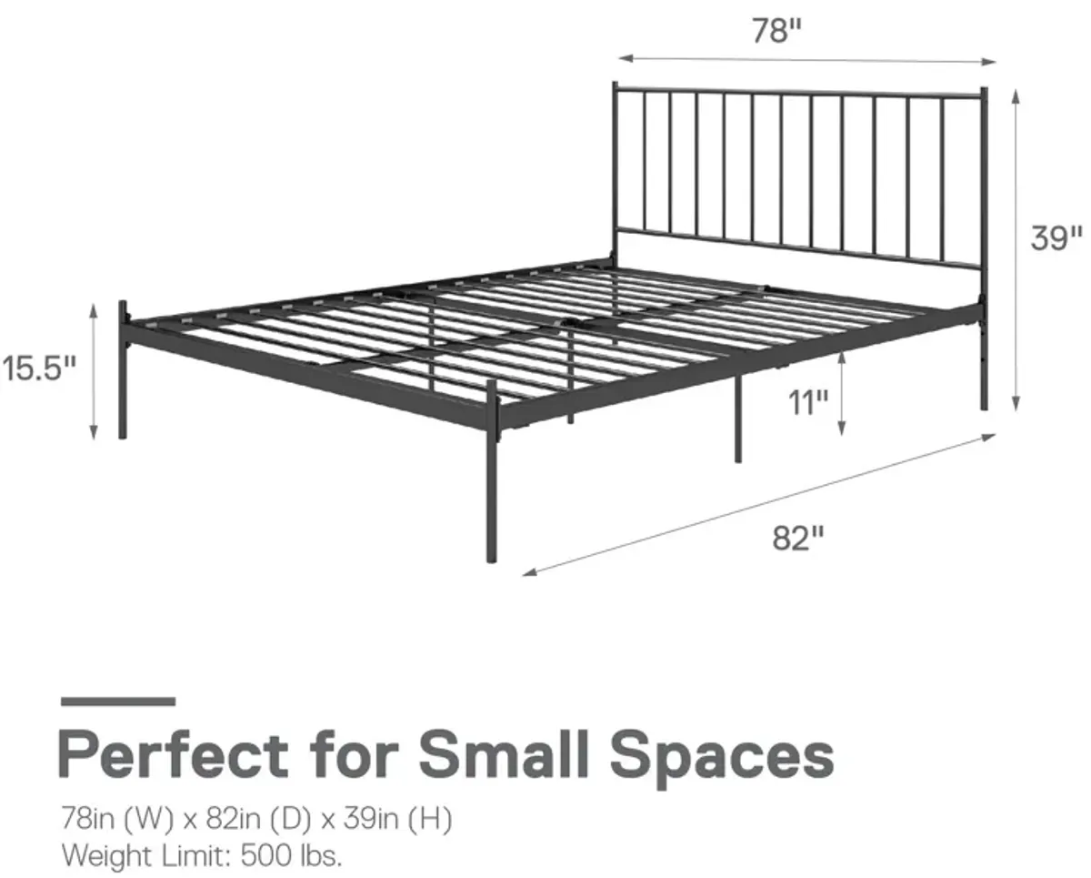 Ares Metal Bed with Adjustable Height Frame for Additional Under Bed Storage