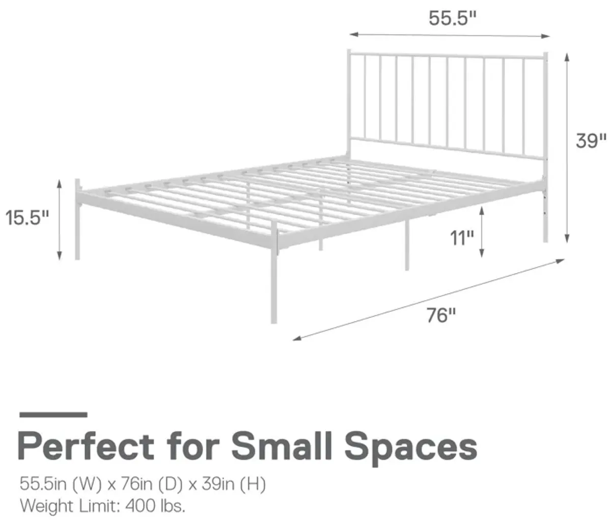 Ares Metal Bed with Adjustable Height Frame for Additional Under Bed Storage