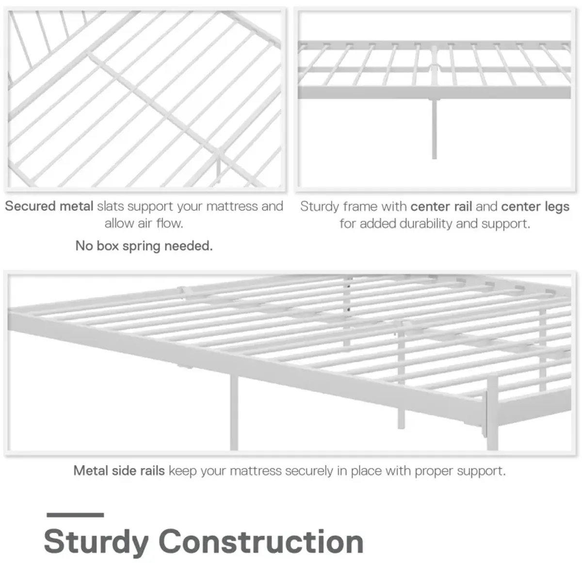 Ares Metal Bed with Adjustable Height Frame for Additional Under Bed Storage