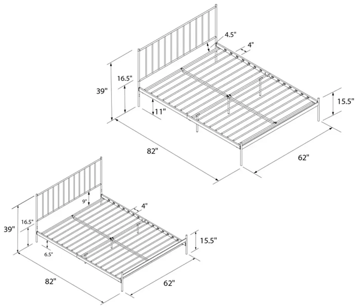 Ares Metal Bed with Adjustable Height Frame for Additional Under Bed Storage