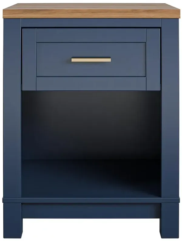 Armada 1 Drawer Nightstand with Open Shelf and Gold Knob