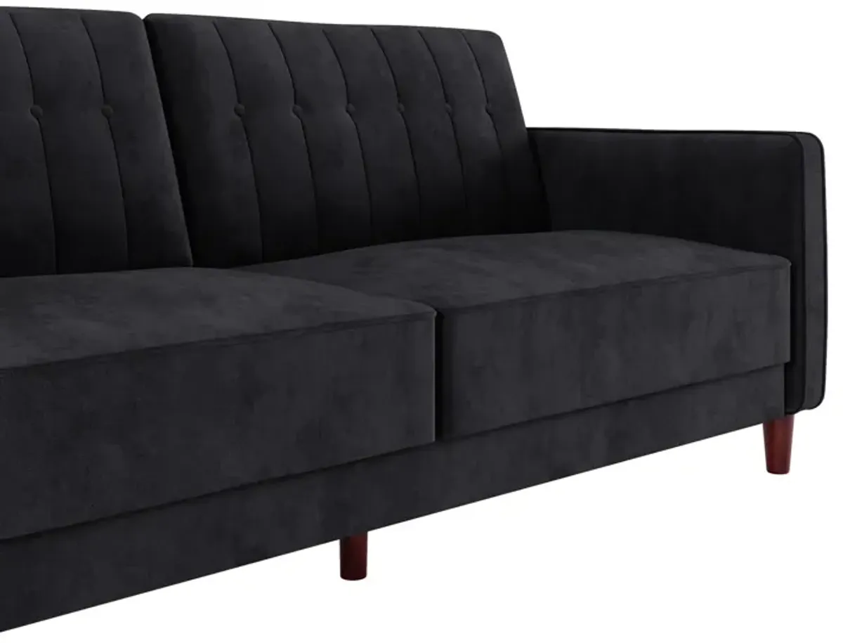 Pin Tufted Transitional Futon with Vertical Stitching and Button Tufting